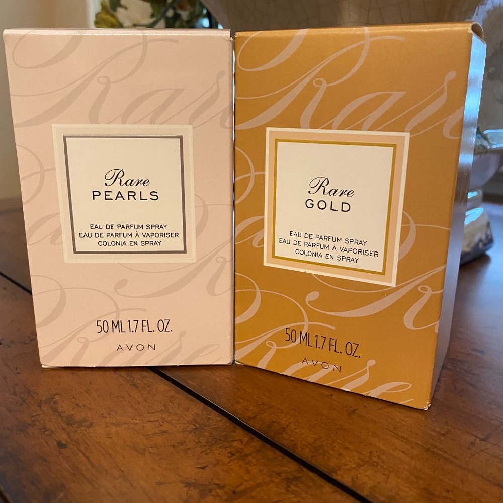 Brand New in Box Avon Rare Gold and Rare Pearls fragrance set- Full size